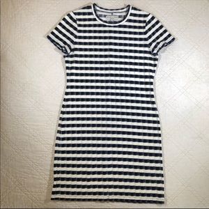 MADEWELL Velvet Stripe T-shirt Dress In Deep Navy